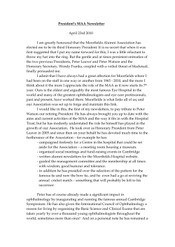 President`s MAA Newsletter April 23rd 2010 I am greatly honoured