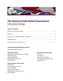A Legislator`s Guide to the National Debt Relief Amendment