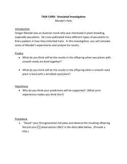TASK CARD: Simulated Investigation Mendel`s Peas Introduction