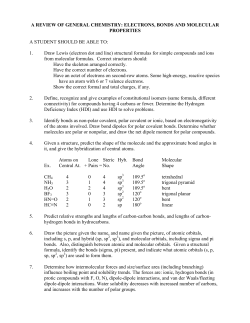A REVIEW OF GENERAL CHEMISTRY: ELECTRONS, BONDS AND