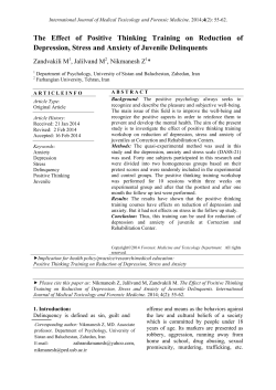 The Effect of Positive Thinking Training on Reduction of