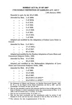 bombay prevention of gamblingact, 1887