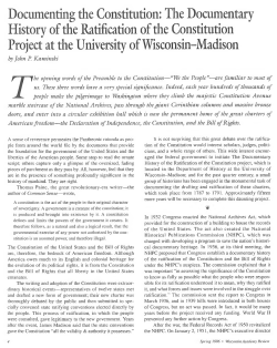 Documenting the Constitution: The Documentary History of the