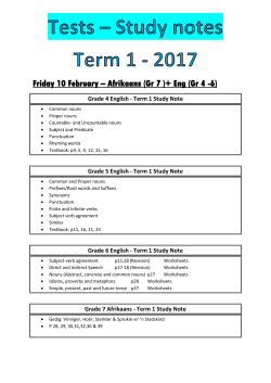 Friday 10 February &ndash; Afrikaans (Gr 7 )+ Eng (Gr 4 -6)