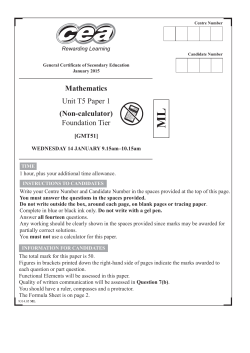 Foundation Tier, Unit T5, Paper 2 (With calculator) (ML)