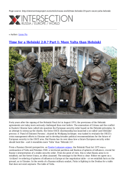 Time for a Helsinki 2.0.? Part I: More Yalta than Helsinki