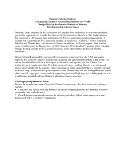 Ontario`s Marine Highway Connecting Canada`s Central Heartland