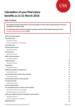 Calculation of your final salary benefits as at 31 March 2016