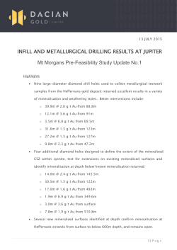 INFILL AND METALLURGICAL DRILLING