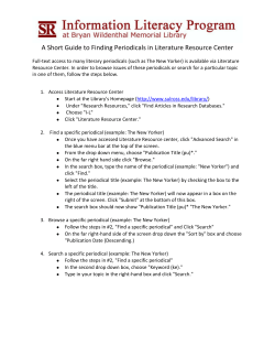 A Short Guide to Finding Periodicals in Literature Resource Center