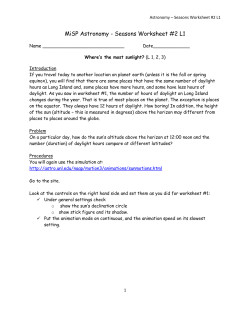 MiSP Astronomy - Seasons Worksheet #2 L1