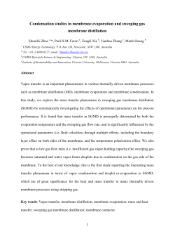 Condensation studies in membrane evaporation and sweeping gas