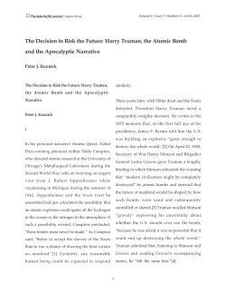 The Decision to Risk the Future: Harry Truman, the Atomic Bomb