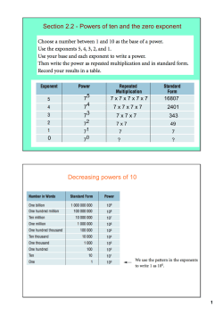 Section 2.2 Powers of ten and the zero exponent Decreasing