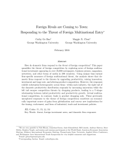 Foreign Rivals are Coming to Town: Responding to the Threat of