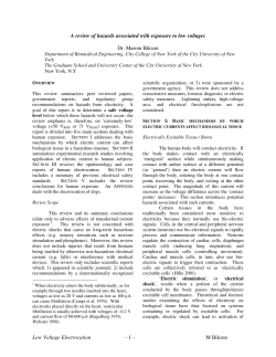 Low Voltage Electrocution - 1 - M Bikson A review of hazards