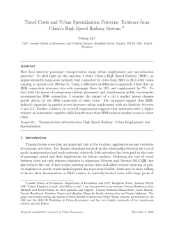 Travel Costs and Urban Specialization Patterns: Evidence from