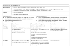 Student Learning Map: Unit 08 Gas Laws Key Learning(s