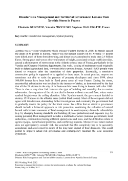 Disaster Risk Management and Territorial Governance: Lessons