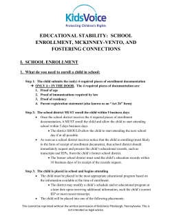 EDUCATIONAL STABILITY: SCHOOL ENROLLMENT, MCKINNEY