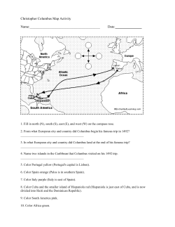Christopher Columbus Map Activity Name: Date: