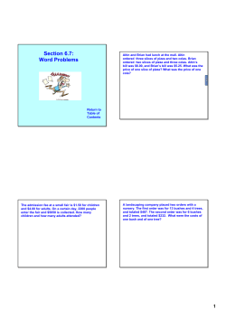 Section 6.7: Word Problems