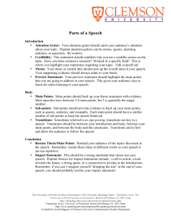 Parts of a Speech - Clemson University