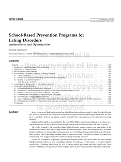 School-Based Prevention Programs for Eating Disorders