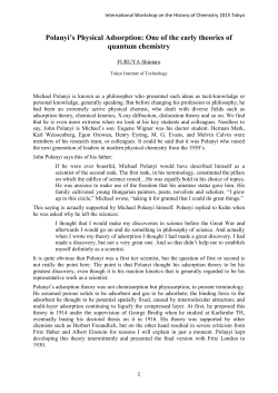 Polanyi`s Physical Adsorption: One of the early theories of quantum