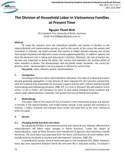 The Division of Household Labor in Vietnamese Families at Present