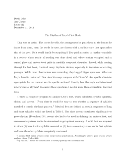 David Jekel Jim Clauss Latin 422 December 11, 2012 The Rhythm