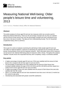 Measuring National Well-being: Older people`s leisure time and