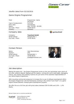 Game Engine Programmer Company data Contact Person Job