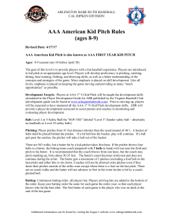 AAA American Kid Pitch Rules (ages 8-9)