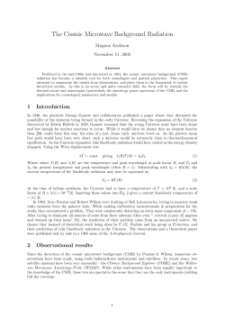 The Cosmic Microwave Background Radiation