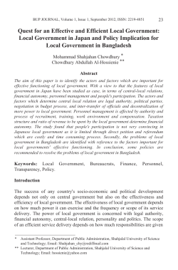 Quest for an Effective and Efficient Local Government