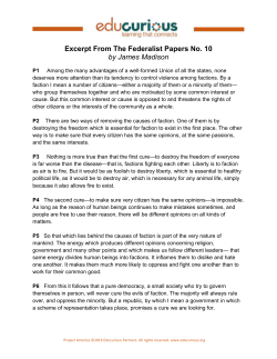 Excerpt From The Federalist Papers No. 10 by James Madison