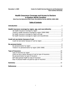 Health Care Access in Eastern North Carolina