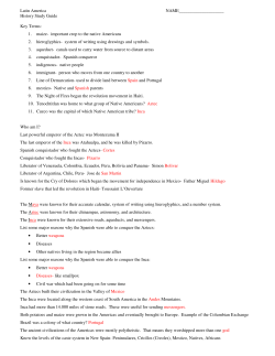 Latin America NAME____________________ History Study Guide
