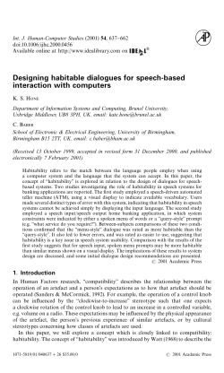 Designing habitable dialogues for speech
