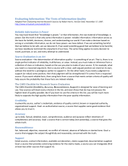 Evaluating Information: The Tests of Information Quality