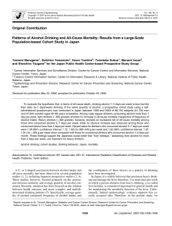Patterns of Alcohol Drinking and All-Cause Mortality: Results from a