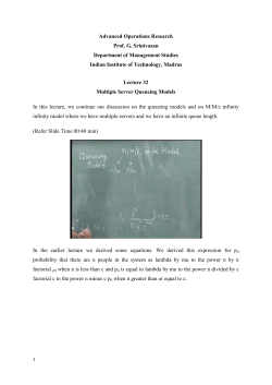 Advanced Operations Research Prof. G. Srinivasan