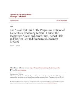 The Assault that Failed: The Progressive Critique of Laissez Faire