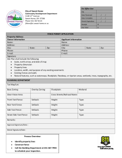 City of Sweet Home FENCE PERMIT APPLICATION Property