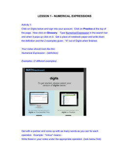 Lesson 1 numerical expressions