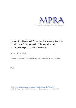 Contributions of Muslim Scholars to the History of Economic Thought