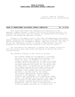 STATE OF FLORIDA REEMPLOYMENT