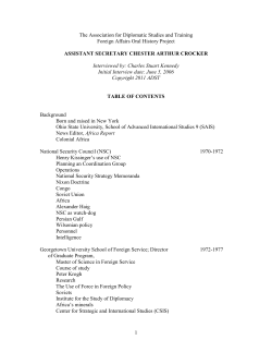 Crocker, Chester A. - Association for Diplomatic Studies and Training