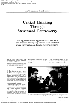 Critical Thinking Through Structured Controversy